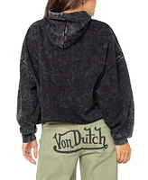 Von Dutch Women's Rhinestone-Logo Crop Hoodie