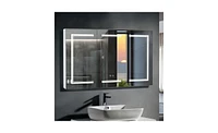 Slickblue Led Bathroom Wall Cabinet with Three Doors – Elegant Mirror Storage Cabinet in White