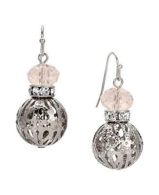 2028 Crystal Accent Filigree Ball Drop Earrings