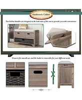 Slickblue Storage Bench with Removable Basket & 2 Drawers Versatile Organization Solution for Any Space