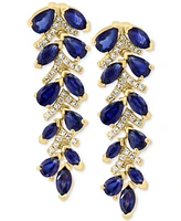 Effy Blue Sapphire (4-1/3 ct. t.w.) & Diamond (1/4 ct. t.w.) Drop Earrings in 14k Yellow Gold