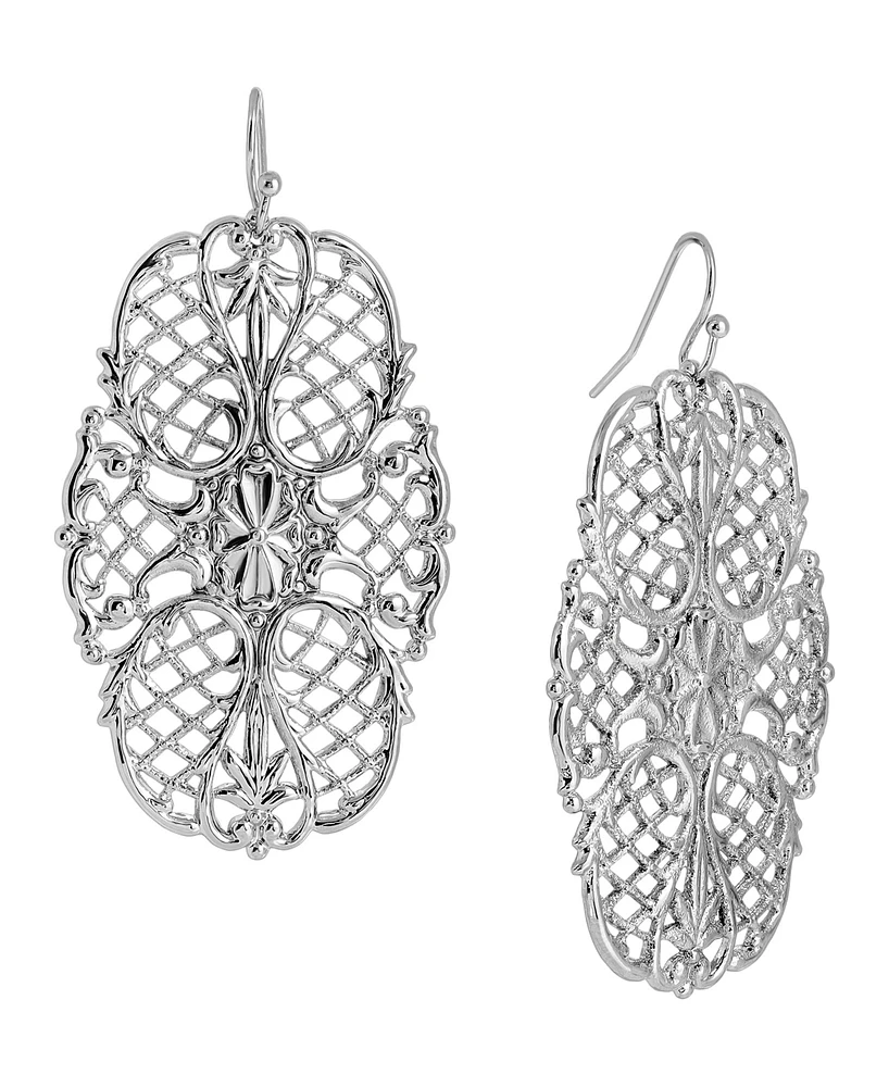 2028 Large Filigree Decorative Fishhook Earrings