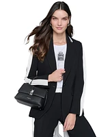 Karl Lagerfeld Paris Petite Striped Pleated-Sleeve Jacket