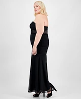 Pear Culture Trendy Plus Strapless Mesh Gown, Created for Macy's