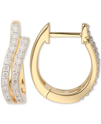 Diamond Double-Row Hoop Earrings (1/3 ct. t.w.) in 14k Gold-Plated Sterling Silver