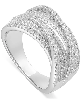 Diamond Multirow Crossover Statement Ring (3/4 ct. t.w.) in Sterling Silver