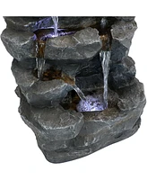 Sunnydaze Decor Polyresin Grotto Falls Water Fountain with Led Lights - 24 in