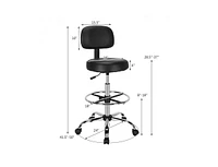 Skonyon Swivel Drafting Chair with Retractable Mid Back and Adjustable Foot Ring