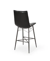 Streamdale Furniture Modern Eiffel-Inspired Bar Stools: Button-Tufted Leather, Iron Base