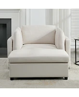 Modern Oversized Armchair with Ottoman, Single Sofa with Lumbar Support, Accent Chair, Reading Chair for Bedroom, Living Room, Cream