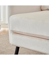 Wing Back Velvet Accent Chair, Modern Living Room Armchair Comfy Upholstered Single Sofa Chair for Bedroom Dorms Reading Reception Room with Metal Leg