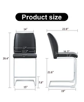 Streamdale Furniture A set of two black chairs, including Pu pads + silver metal legs. Small size, suitable for some people, suitable for dining room,