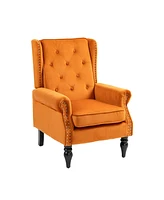 Streamdale Furniture Wood Frame Armchair, Modern Accent Chair Lounge Chair with Sturdy Wood Legs for Living Room Bedroom(Orange)