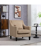 Streamdale Furniture Modern Accent Chair, Upholstered Armchair with Scooped Arms for Bedroom, Apartment, Studio, Office, Waiting Room(Camel Corduroy)