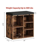gaomon Inches Shoe Bench with Cushion, Shoe Rack Bench