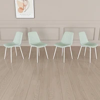 A set of 4 dining chairs, modern kitchen dining chairs, linen padded chairs, and sturdy white metal leg decorated dining chairs. Fabric dining chair (