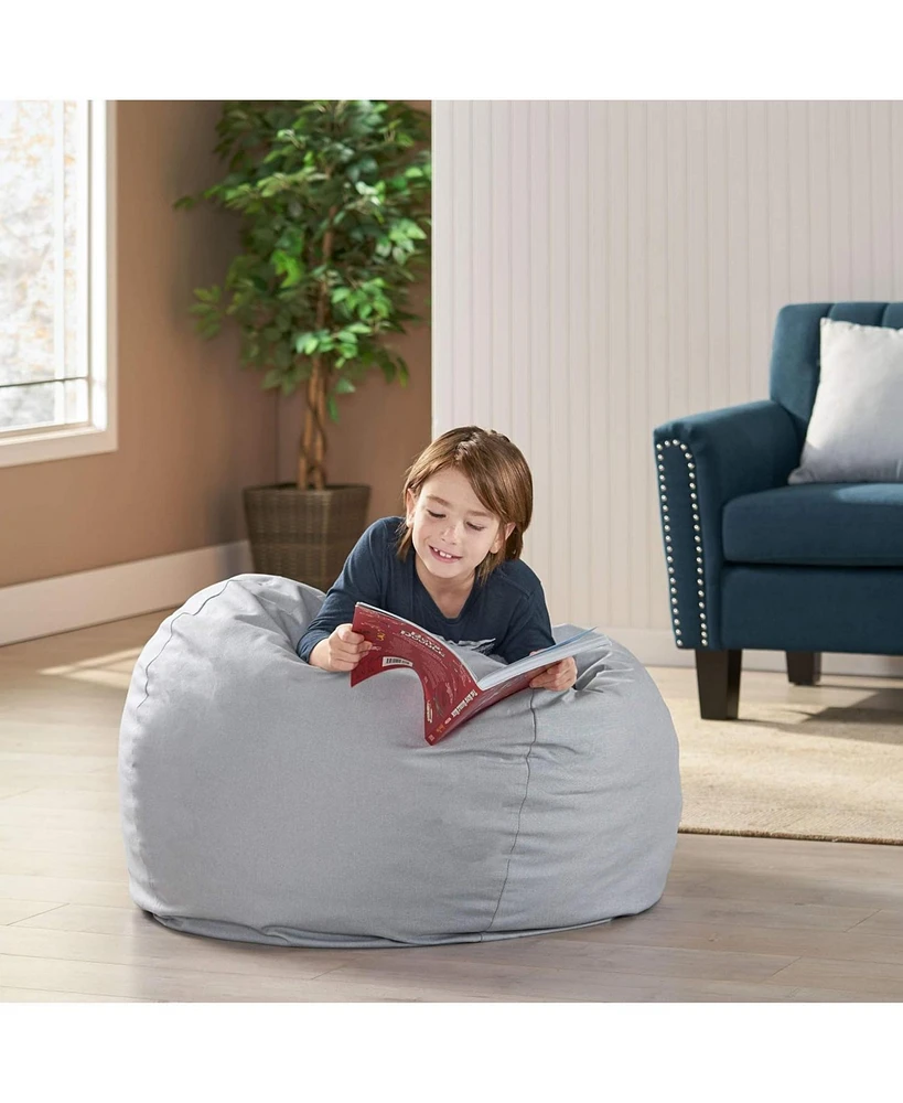 Streamdale Furniture Chrisholm Light Grey Bean Bag (25 in. x 34 in. x 34 in.)