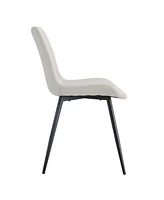 Streamdale Furniture White artificial leather backrest cushion dining chair, black metal legs, curved widened cushion design for more comfort, suitabl