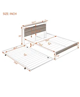 Slickblue Metal Platform Bed Frame with Trundle, Usb Ports, and Slat Support for Space-Saving Sleep Solutions