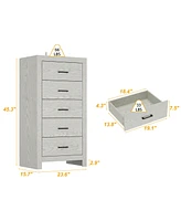 Homsee Brown Wood Accent Storage Dresser Organizer With 5 Drawers