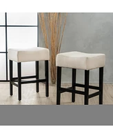 Streamdale Furniture Set Of 2, 26.75" Backless Leather Counter Height Barstool, Beige