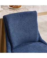 Modern Dining Chairs Set of 2,Double-layer Cushioned Chenille fabric Upholstered Accent Side Leisure Chairs with Mid Back and Curved Solid Wood Legs f