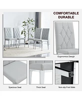 4 piece dining chairs.Light gray provides a modern feel, while the checkered buckle design has a traditional and classic touch. Suitable for various o
