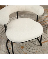 Streamdale Furniture Boucle Dining Chairs Set of 2, Mid-Century Modern Curved Backrest Chair