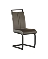 Modern Dining Chairs, Pu Faux Leather High Back Upholstered Side Chair with C-shaped Tube. Black Metal Legs for Dining Room Kitchen Vanity Patio Club