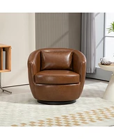 Streamdale Furniture Upholstered Swivel Barrel Armchair with Storage Modern Living Room Side Chair for Bedroom/Office/Reading Spaces