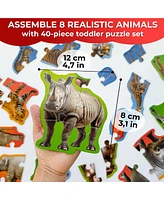 Quokka 40 Big PieceToddler Puzzles Ages 2-4 - 8 Realistic Animal Shapes