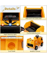 Hongge 12V Kids Ride-on Garbage Truck with Warning Lights and 6 Recycling Accessories-Yellow