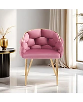 Luxury Handmade Accent Chair with Gold Legs, Modern Velvet Armchair for Living Room and Bedroom