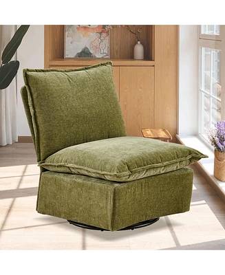 Streamdale Furniture Detachable Green Chenille Single 360 Swivel Rocking Rocker,360 Swivel Sofa Chair & Single Sofa Lounge, Comfortable Seating for Li