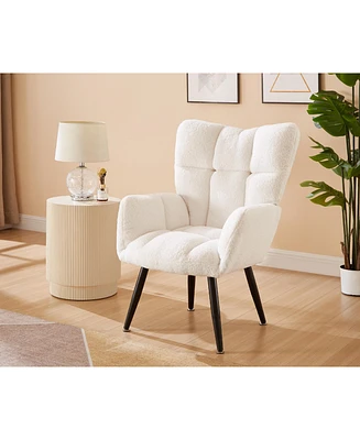 Streamdale Furniture Modern Single Sofa Armchair with High Backrest Comfy Reading Chair for Small Spaces/Living Room/Bedroom/Apartment (Color:White)