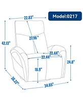 Yellow Brown Genuine Leather Swivel and Rocker Power Recliner Chair with Lumbar Support, Max Swivel Degree 270, Heavy Duty Motion Mechanism with Usb a