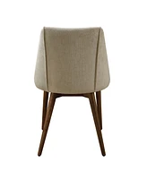 Streamdale Furniture Willene Side Chair (Set-2), Beige Fabric & Walnut Finish