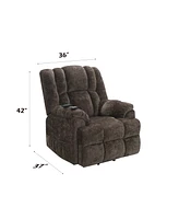 Streamdale Furniture Pacay Power Recliner w/Lift, Heating & Massage, Brown Velvet