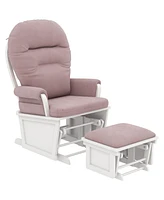 Streamdale Furniture Nursery Glider Rocking Chair with Ottoman, Thick Padded Cushion Seating and Wood Base, Pink