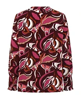 Olsen Women's Long Sleeve Retro Print Tunic Shirt