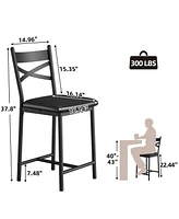 gaomon Bar Stools Set of 4, Kitchen Barstools with Footrest and Back, Pu Leather Counter Height Bar Stools with Footrest
