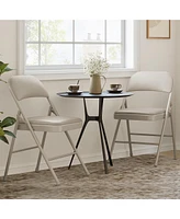 gaomon 2 Pack Grey Folding Chairs with Padded Cushion and Back, Folding Chairs for Outside