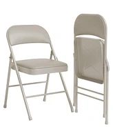 gaomon 2 Pack Grey Folding Chairs with Padded Cushion and Back, Folding Chairs for Outside