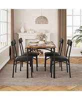 gaomon Dining Table Set, Kitchen Table and Chairs for 4, Table Set with 4 Upholstered Chairs, 5 Piece Dining Table Set,Brown