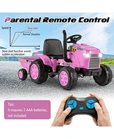 Hongge 12V Kids Ride On Tractor with Trailer and Remote Control