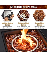 Skonyon 50000 Btu 32 Inch Square Propane Gas Fire Pit Table
