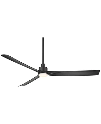 Casa Vieja 60" Sailplane Modern Industrial Indoor Outdoor Ceiling Fan 3 Blade Led Light Remote Control Matte Black Finish Blades Bedroom Patio Living