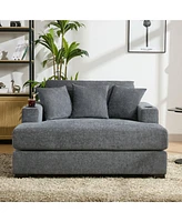 55" Oversized Chaise Lounger Modern Style Sofa Couch, with Pillows, Charge Station & Cup Holders, Chenille Fabric