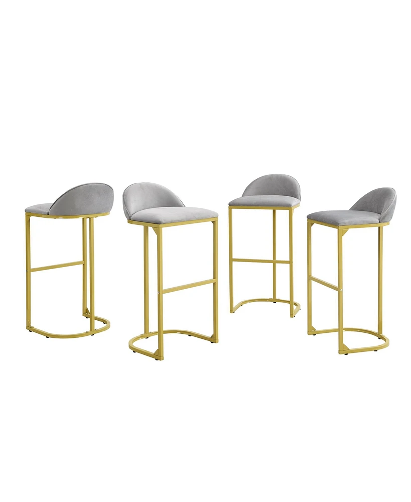 Streamdale Furniture 4 Pieces Bar Stools, 30" Counter Height Bar Stools Modern Luxury Bar Stools with Footrest, Upholstered Velvet Counter Stool Chair