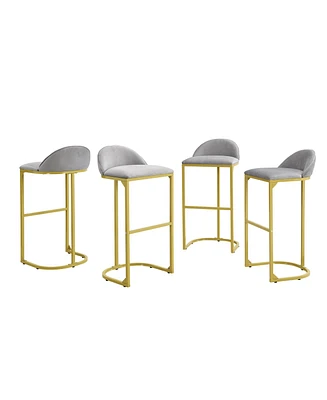 Streamdale Furniture 4 Pieces Bar Stools, 30" Counter Height Bar Stools Modern Luxury Bar Stools with Footrest, Upholstered Velvet Counter Stool Chair